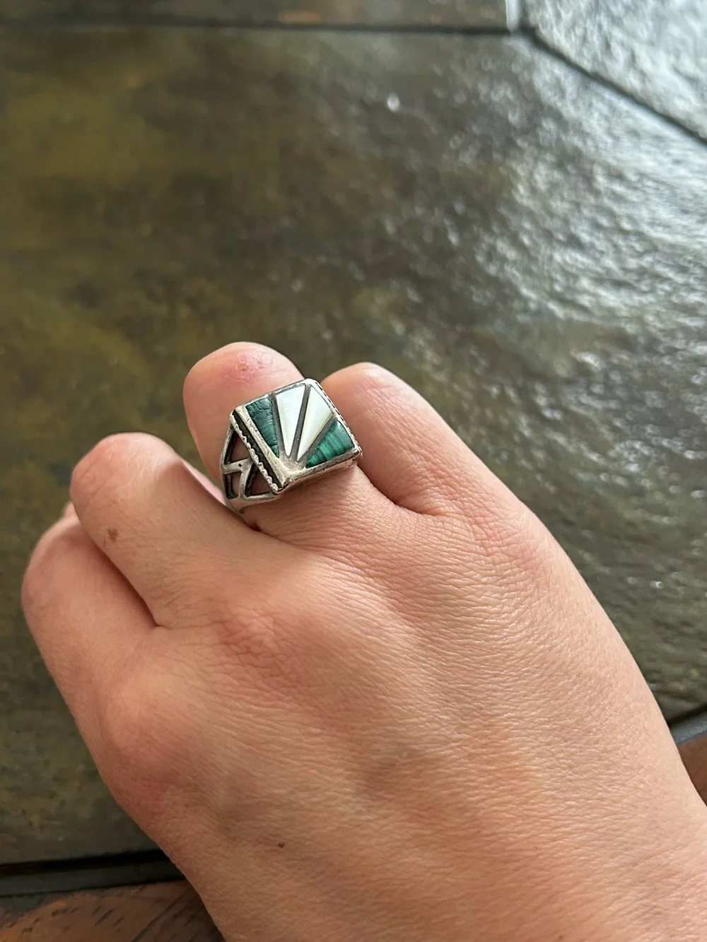 Heavy Navajo Solid Sterling Silver Ring size 9